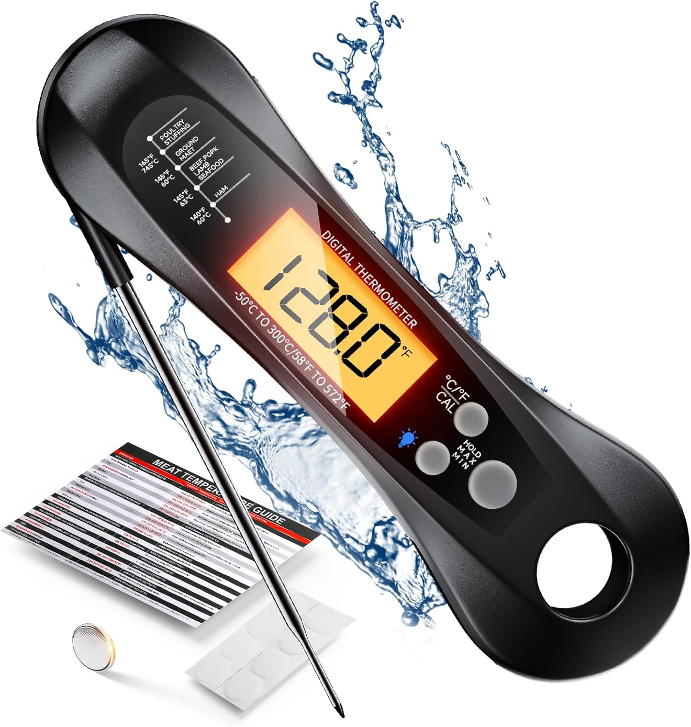 Kitchen Gadgets For Arthritic Hands - Digital Meat Thermometer Waterproof IP67 with