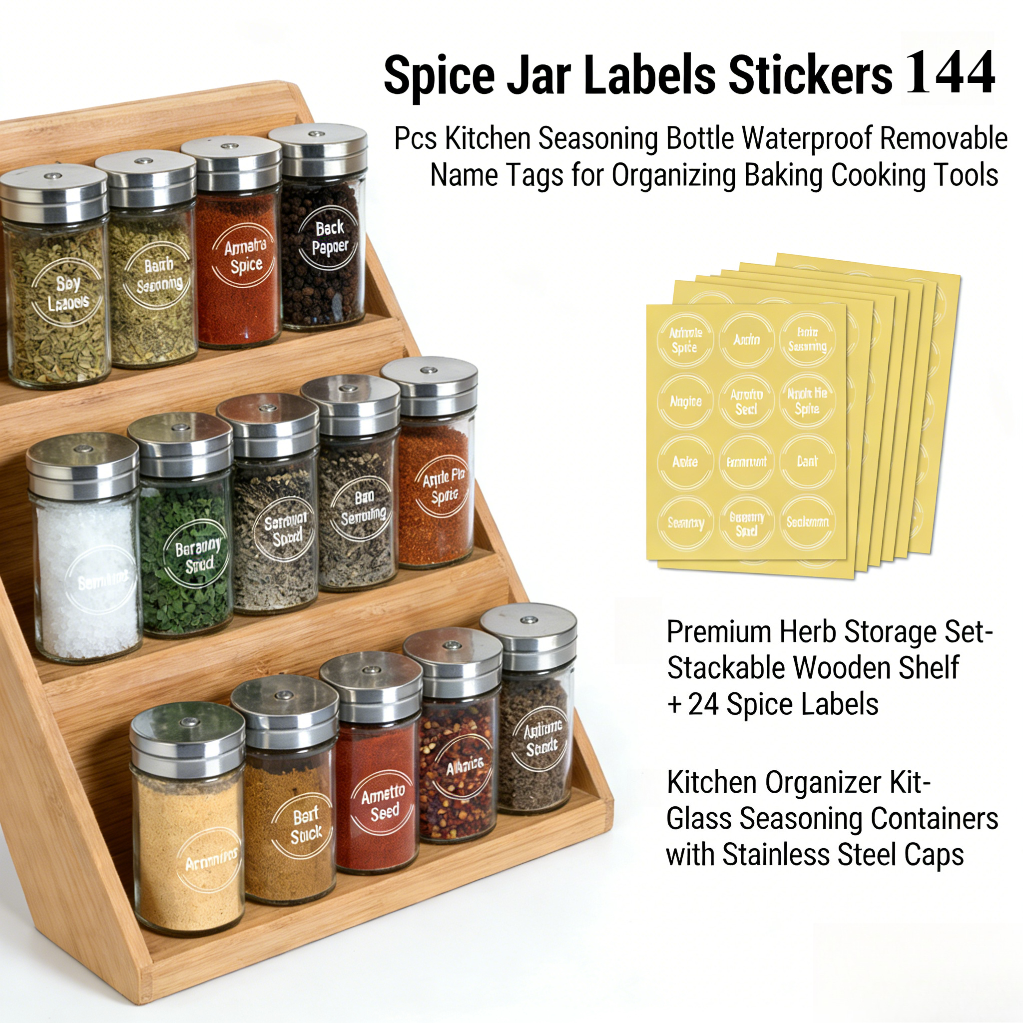 Kitchen Gadgets Name - 144pcs Spice Jar Labels Stickers Kitchen