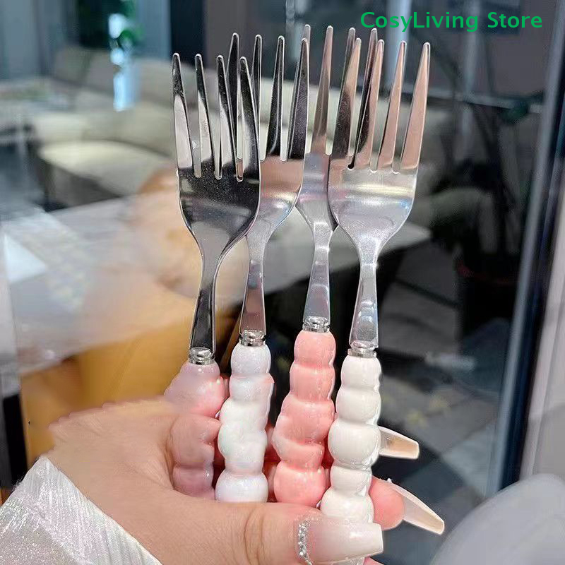 Kitchen Gadgets Pasta - Steak Stainless Steel Fork Pearl Handle