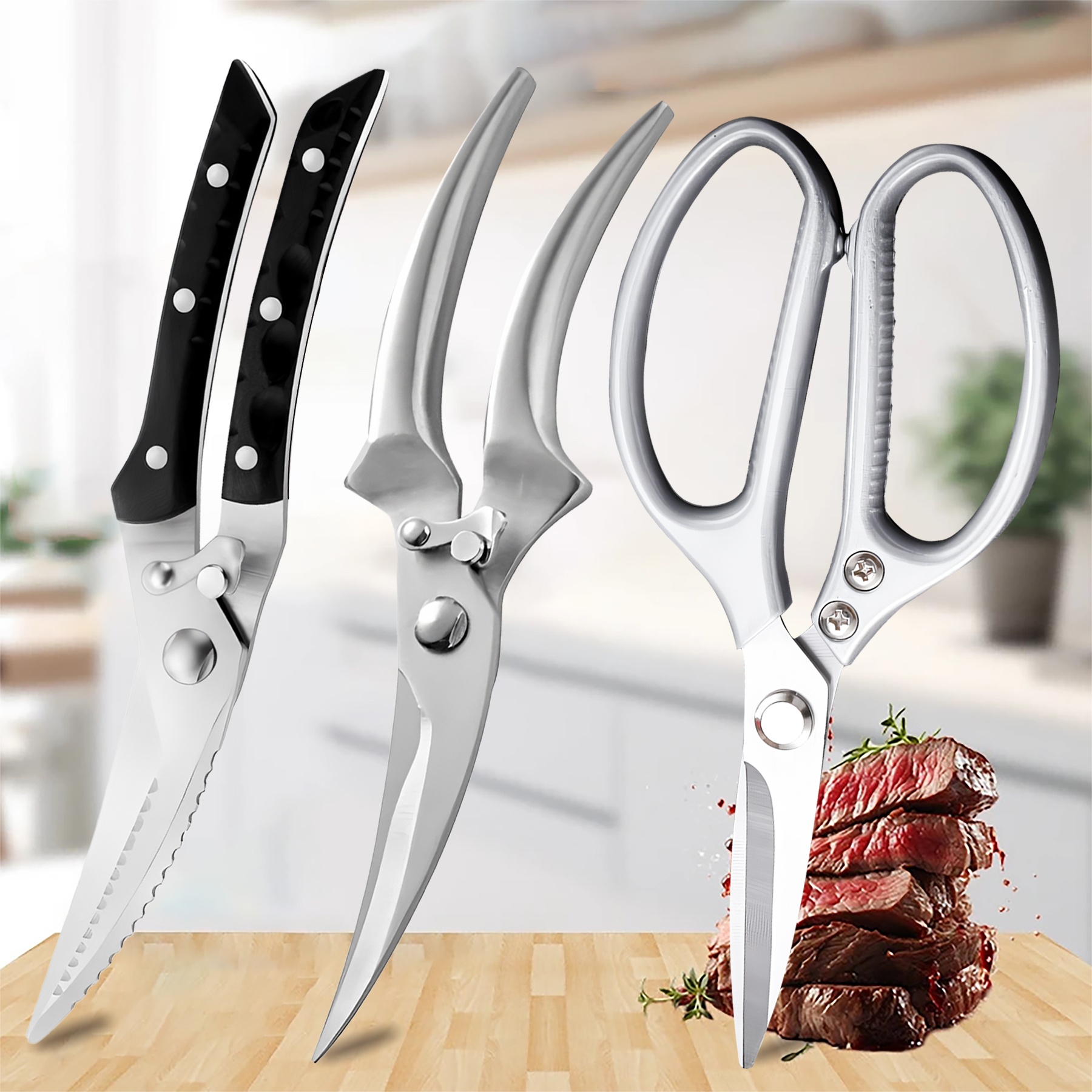 Kitchen Gadgets For Arthritic Hands - 1PC，Multi-Functional Kitchen Scissors Chicken Bone Scissors