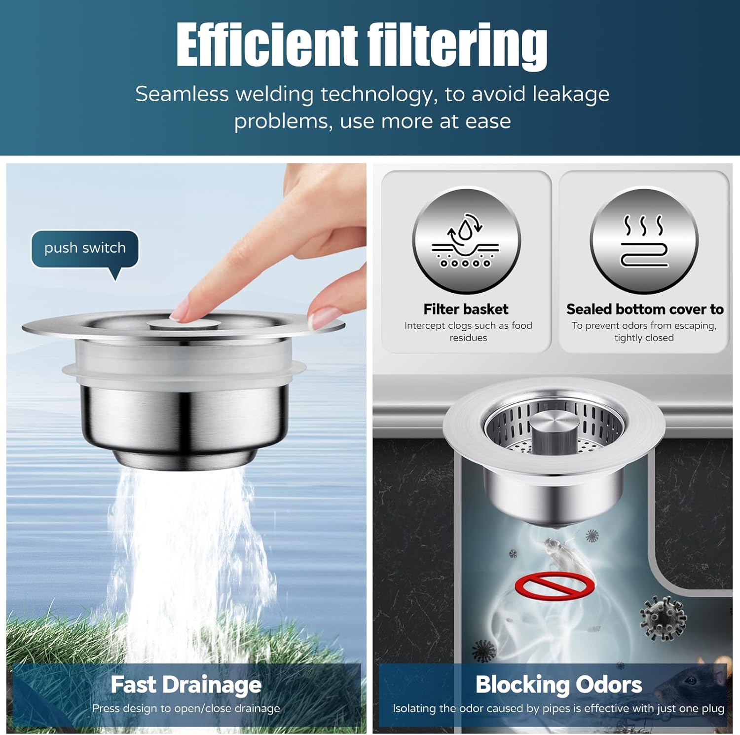 Kitchen Sink Drain Strainer, 4 – Stainless Steel Strainer recenzja i cena