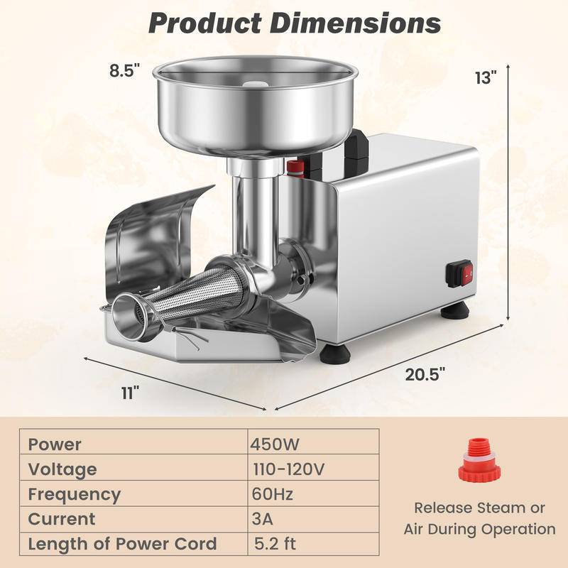 450W Electric Tomato Strainer  – Stainless Steel Strainer recenzja i cena