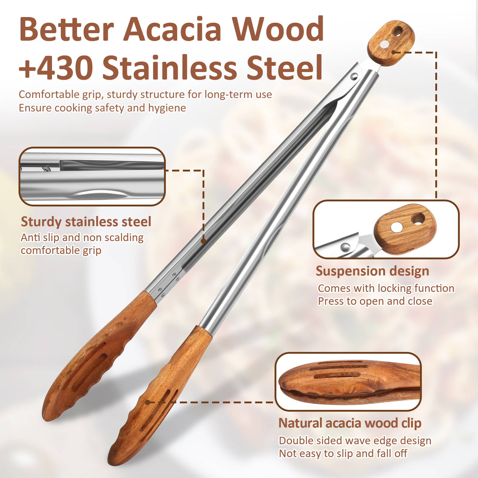 Wooden Kitchen Cooking Tongs B – Kitchen Gadgets For Arthritic Hands recenzja i cena