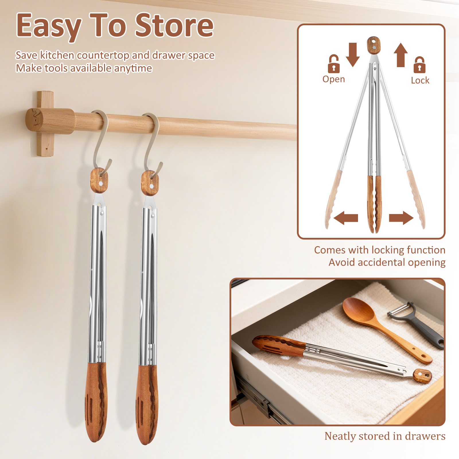 Wooden Kitchen Cooking Tongs B – Kitchen Gadgets For Arthritic Hands recenzja i cena