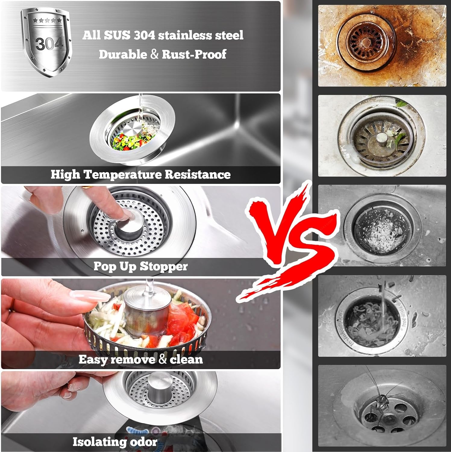 Upgraded 3 in 1 Kitchen Sink D – Stainless Steel Strainer recenzja i cena